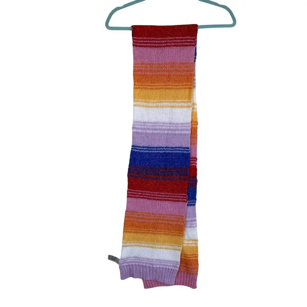 Old Navy Matching Hat and Scarf Set Rainbow Color Chunky Knit Sweater Fabric